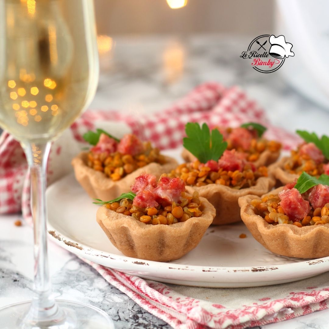 CESTINI SALATI CON LENTICCHIE E COTECHINO BIMBY