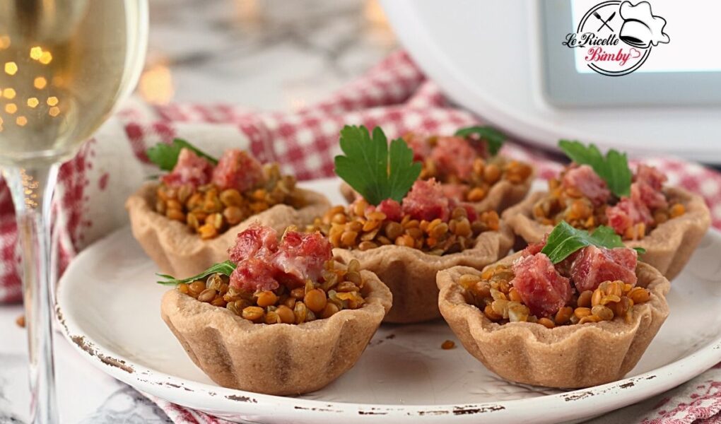 CESTINI SALATI CON LENTICCHIE E COTECHINO BIMBY