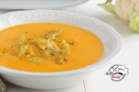 CAVOLFIORE ARROSTITO IN CREMA DI ZUCCA, un primo piatto dove le consistenze si uniscono in un connubio di colori e sapore in leggerezza