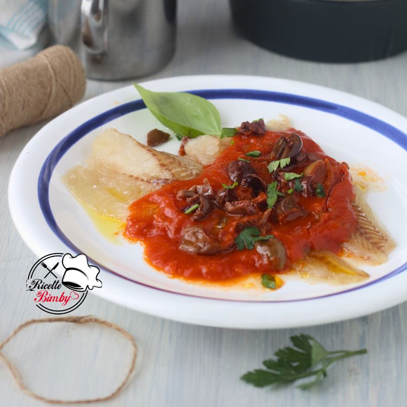 FILETTI DI PESCE AL POMODORO E OLIVE AL VAROMA BIMBY